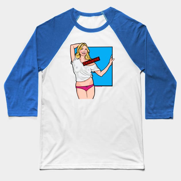 Cameron Diaz's Shoulder Baseball T-Shirt by CriticsPod